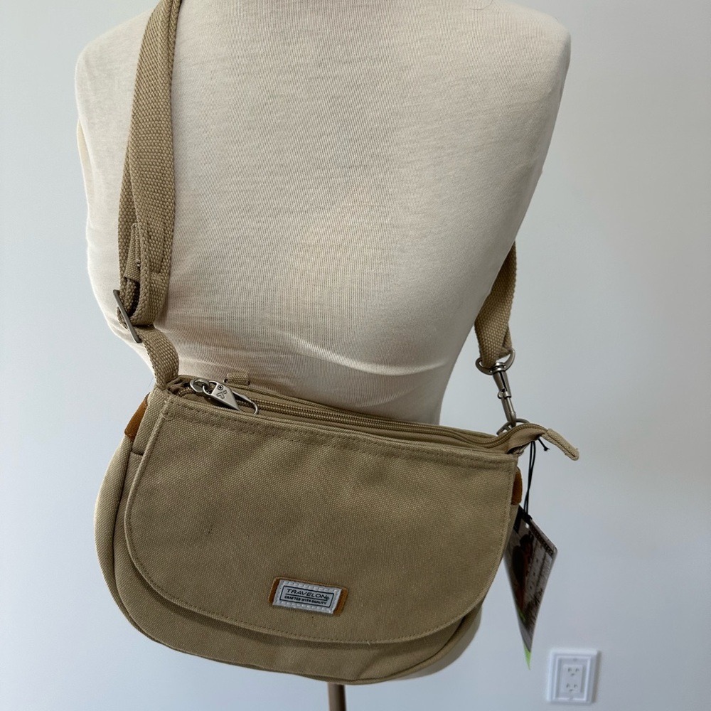 Travelon Anti-Theft Heritage Saddle Bag in Tan